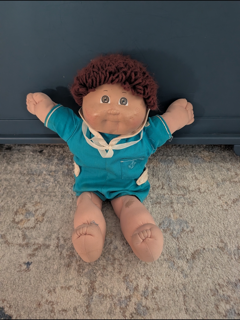 Vintage Cabbage Patch Doll in Sailor Teal Outfit